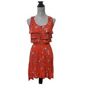 Xhilaration Orange Floral Sleeveless High-Low Style Dress Women's XS